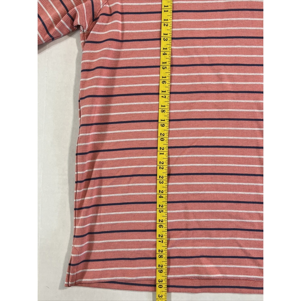 Lands' End Polo Shirt Pink W/Navy & White Stripes Mens SZ Large Classic Preppy - Picture 7 of 16